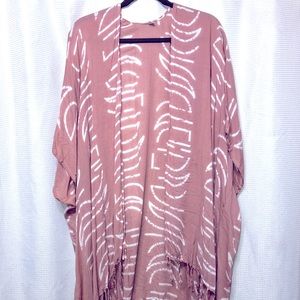 Rose tasseled printed kimono